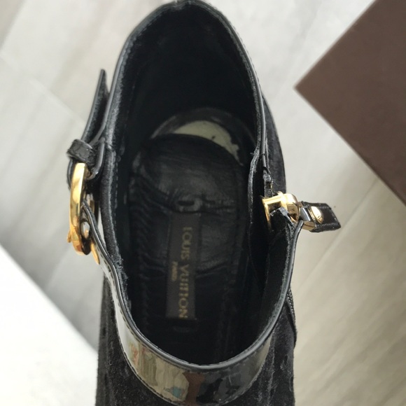 Louis Vuitton black open toe booties boots 36.5 - Picture 3 of 6